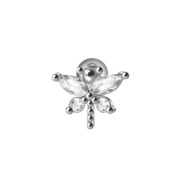 Earrings Stainless Steel Inlaid With Zircon Butterfly Dragonfly Design