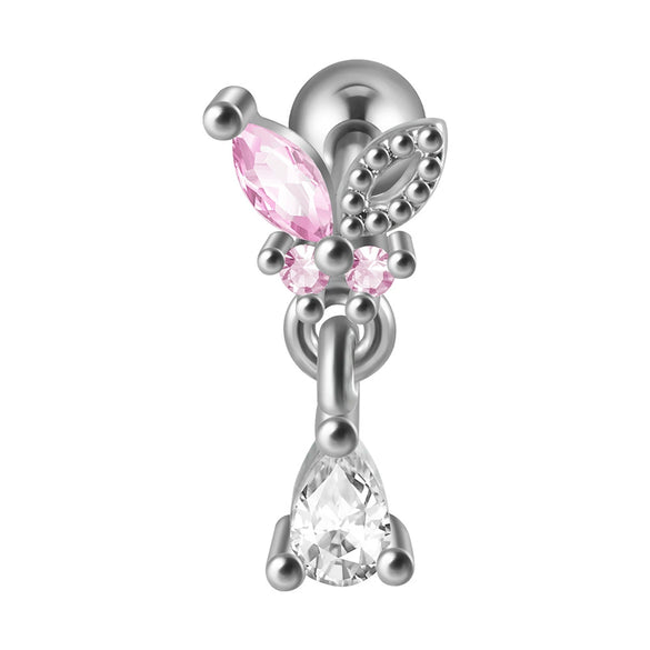 Earrings Stainless Steel Inlaid With Zircon Butterfly Dragonfly Design