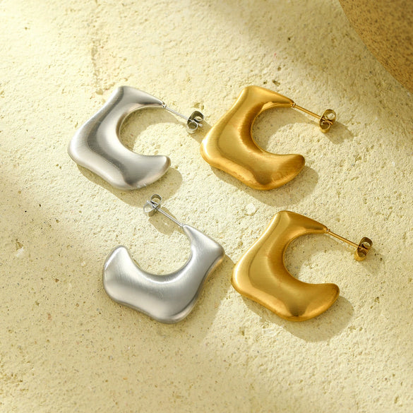 Earrings Stainless Steel Irregular Ctype Ins Style Electroplating