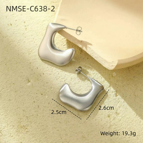 Earrings Stainless Steel Irregular Ctype Ins Style Electroplating