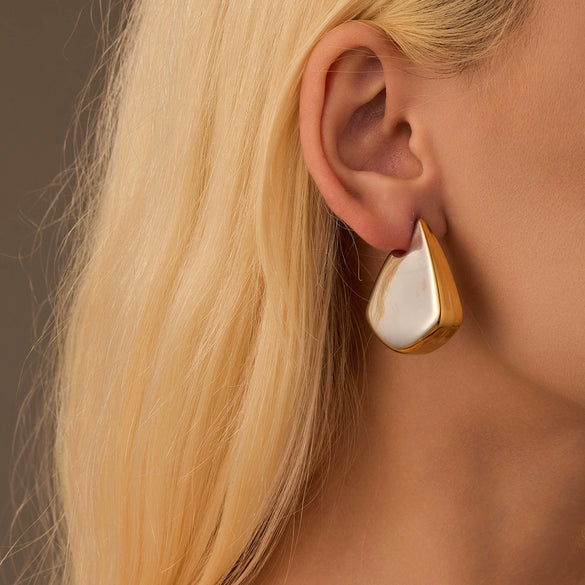 Earrings Stainless Steel 18K Electroplating Irregular Fish Fin Glossy Color Matching Fashion Women's