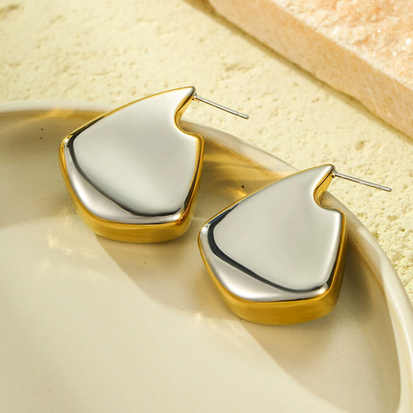 Earrings Stainless Steel 18K Electroplating Irregular Fish Fin Glossy Color Matching Fashion Women's