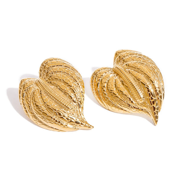 Earrings Stainless Steel 18K Geometric Hammer Leaf Electroplating Women's Light Luxury Allmatch