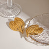 Earrings Stainless Steel 18K Geometric Hammer Leaf Electroplating Women's Light Luxury Allmatch
