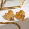 Earrings Stainless Steel 18K Geometric Hammer Leaf Electroplating Women's Light Luxury Allmatch