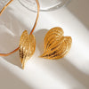 Earrings Stainless Steel 18K Geometric Hammer Leaf Electroplating Women's Light Luxury Allmatch