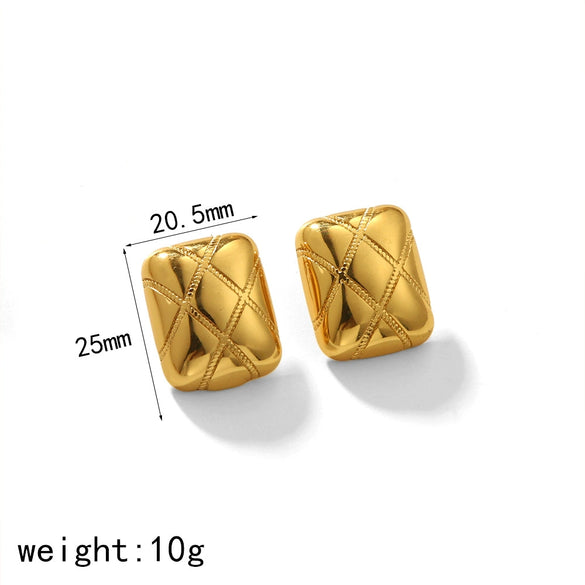 Earrings Stainless Steel 18K Gold Geometric Electroplated Love Rhombus Design