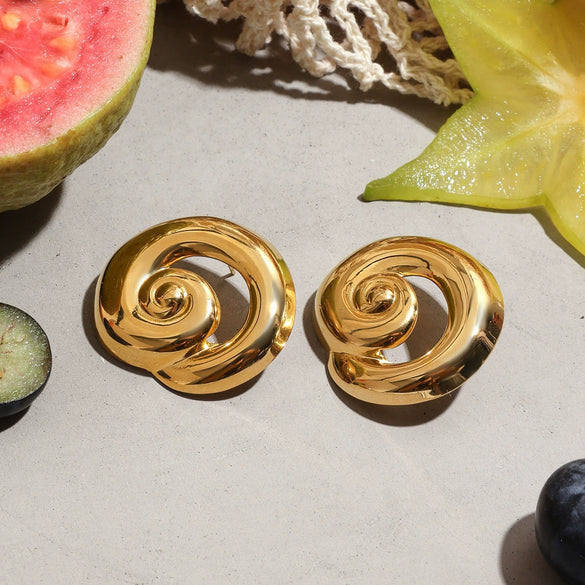 Earrings Stainless Steel 18K Gold Geometric Electroplated