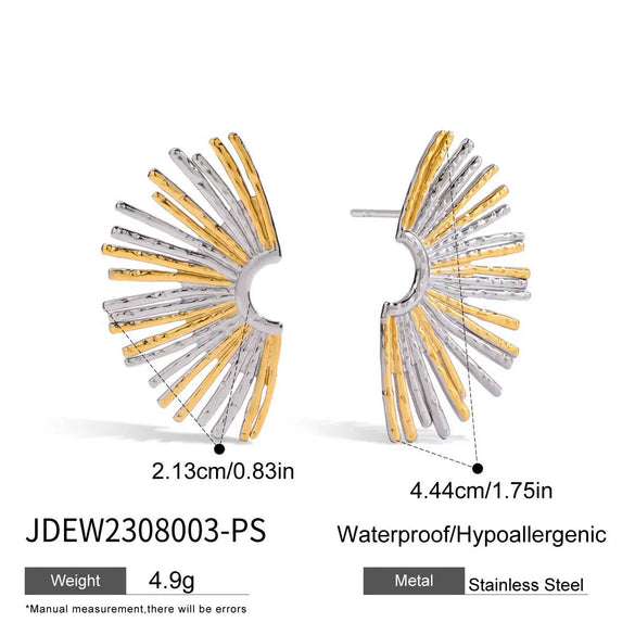 Earrings Stainless Steel 18K Gold Geometric French Retro Electroplating Gold And Silver Color Matching Women's