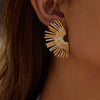 Earrings Stainless Steel 18K Gold Geometric French Retro Electroplating Gold And Silver Color Matching Women's