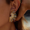 Earrings Stainless Steel 18K Gold Geometric French Retro Electroplating Gold And Silver Color Matching Women's