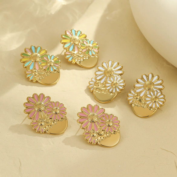 Earrings Stainless Steel 18K Gold Plated Geometric Style