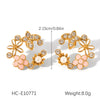 Earrings Stainless Steel Pearl Flower Geometric Butterfly Inlaid Zircon