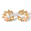Earrings Stainless Steel Pearl Flower Geometric Butterfly Inlaid Zircon