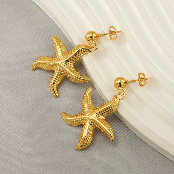Earrings Stainless Steel Starfish Animal Zodiac Electroplating Fashion For Women