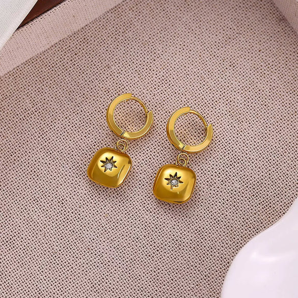 Earrings Stainless Steel Synthetic Zircon Geometric U Shaped Diamond Processed For Women