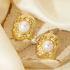 Earrings Stainless Steel Titanium Steel Natural Stone Imitation Pearl Geometric Electroplated Elegant Women's