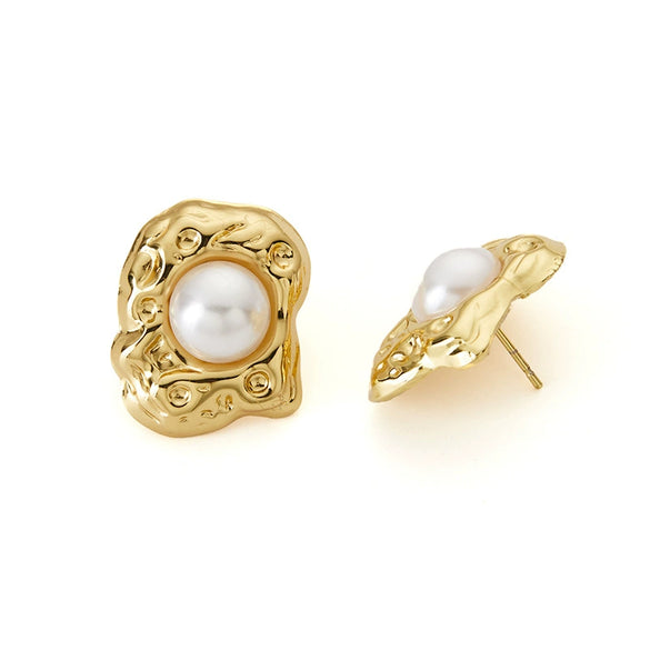 Earrings Stainless Steel Titanium Steel Natural Stone Imitation Pearl Geometric Electroplated Elegant Women's