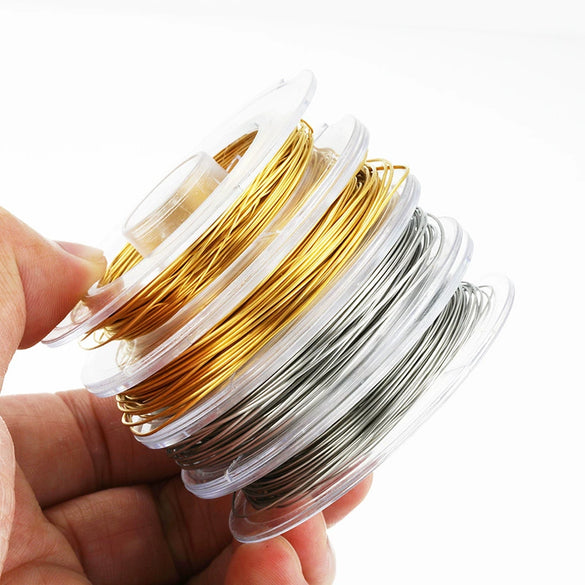 Earrings Stainless Steel Wire Crystal Pearl Handmade Electroplating Solid Color Simple Style