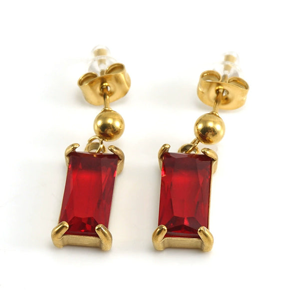 Earrings Stainless Steel Zircon Geometric Inlaid For Women