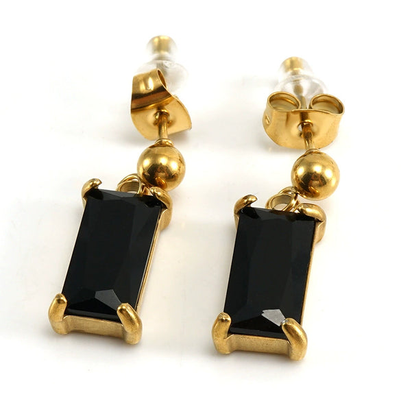 Earrings Stainless Steel Zircon Geometric Inlaid For Women