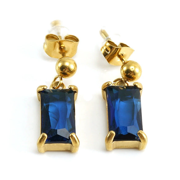 Earrings Stainless Steel Zircon Geometric Inlaid For Women