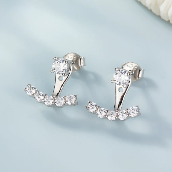 Earrings 925 Sterling Silver Diamond Geometric Fashionable Light Luxury Design