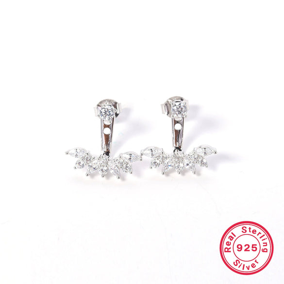 Earrings 925 Sterling Silver Diamond Geometric Fashionable Light Luxury Design