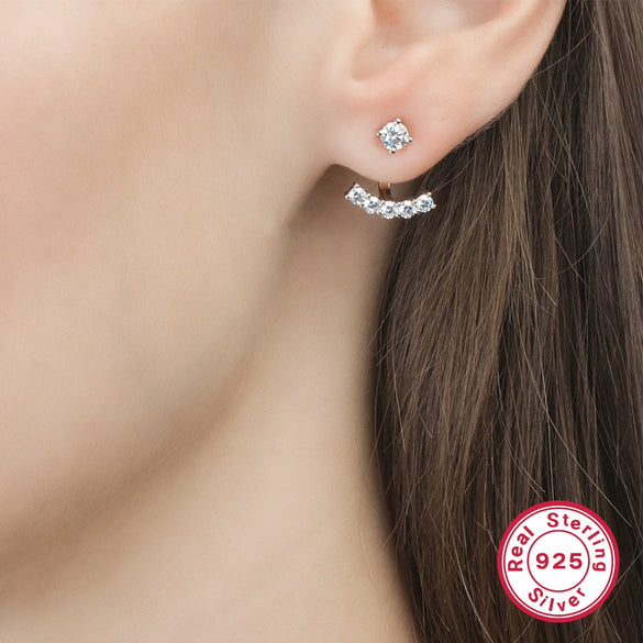 Earrings 925 Sterling Silver Diamond Geometric Fashionable Light Luxury Design
