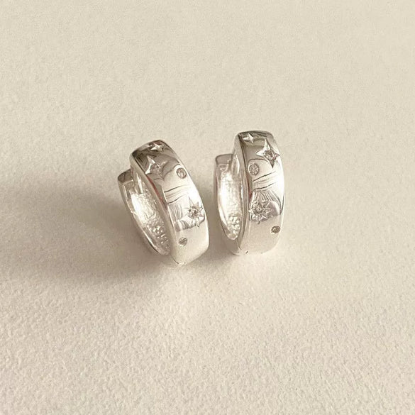 Earrings 925 Sterling Silver Electroplated With Letters Numbers Text Pattern