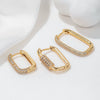 Earrings Suit Copper Geometric Square Ear Buckle Inlaid Zircon