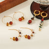 Earrings Tiger Eye Stone Agate Copper Stainless Steel Vintage Geometric Purely Handmade