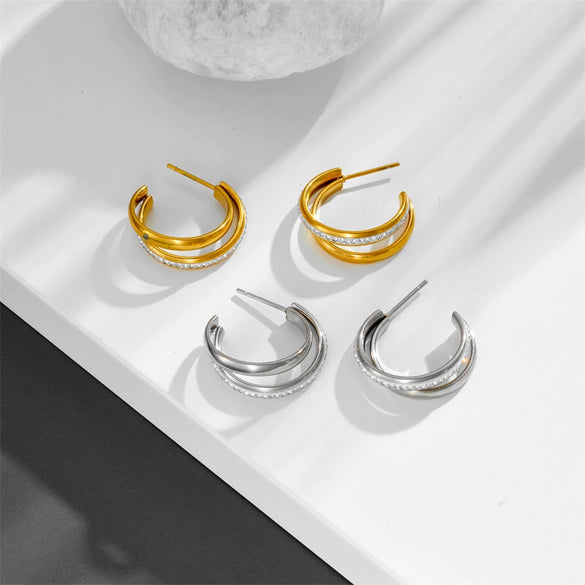 Earrings Titanium Steel Cartoon Geometric Vacuum Electroplated In Furnace