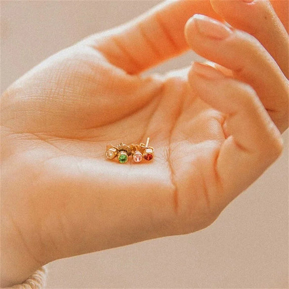 Earrings Titanium Steel Constellation Zircon Minimalist Geometric Color Preservation