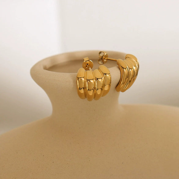 Earrings 316L Stainless Steel Cshaped Personality Design