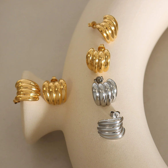Earrings 316L Stainless Steel Cshaped Personality Design