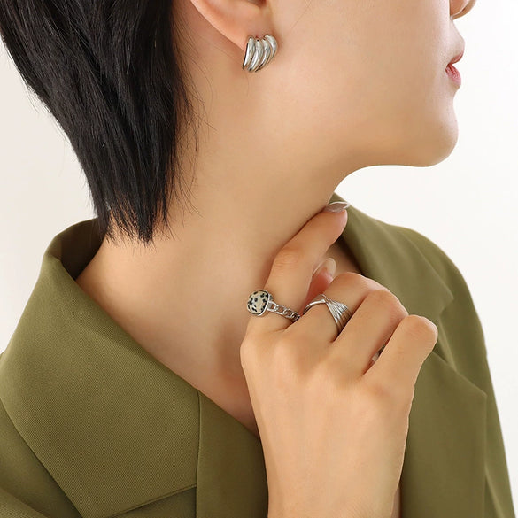 Earrings 316L Stainless Steel Cshaped Personality Design