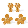 Earrings 316L Stainless Steel Flower Leaves Electroplated