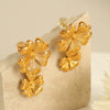Earrings 316L Stainless Steel Flower Leaves Electroplated