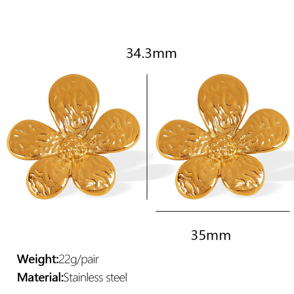 Earrings 316L Stainless Steel Flower Leaves Electroplated