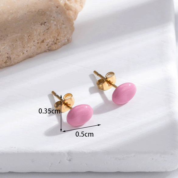 Earrings Titanium Steel Geometric Cshaped Triangle Acrylic Sweet Electroplated