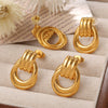 Earrings 316L Stainless Steel Geometric Striped Electroplating Women