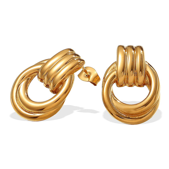 Earrings 316L Stainless Steel Geometric Striped Electroplating Women