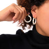 Earrings 316L Stainless Steel Geometric U Shaped Gold Plated Bamboo Stitching Glaze Design