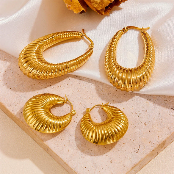 Earrings Titanium Steel Geometric Vacuum Furnace Plated