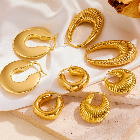 Earrings Titanium Steel Geometric Vacuum Furnace Plated