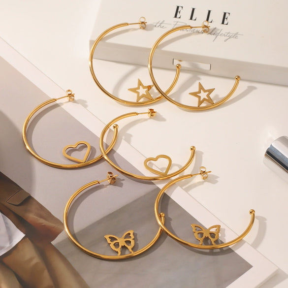 Earrings Titanium Steel Heartshaped Electroplating Women's Jewelry With Animal Zodiac Pattern