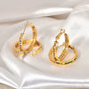 Earrings Titanium Steel 18K Gold Plated Ushaped Diamond Design