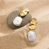 Earrings Titanium Steel Natural Freshwater Pearl Geometric Electroplated Light Luxury Highend Niche Women's