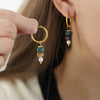 Earrings 316L Stainless Steel Natural Stone Pearl Geometric Electroplated For Women